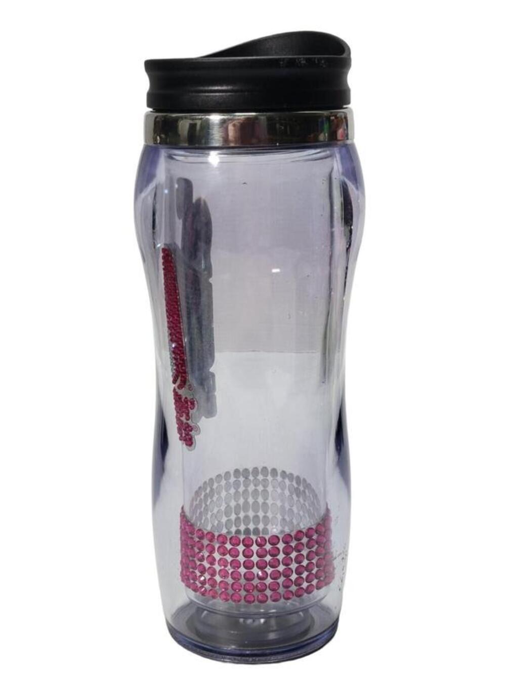 Dunkin' Donuts Pink Crystal Rhinesones Tumbler Travel Mug Bedazzled 2016 - Picture 2 of 8